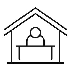 Poster - home office house icon, outline style