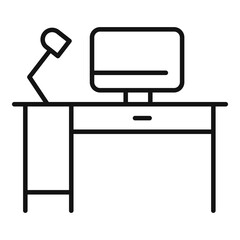 Poster - Home office workplace icon, outline style