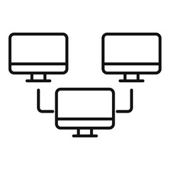 Poster - Home office pc network icon, outline style