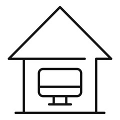 Poster - Home office social icon, outline style