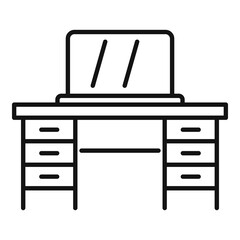 Poster - Home office desktop icon, outline style