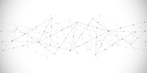 Abstract polygonal background with connecting dots and lines. Global network connection, digital technology and communication concept