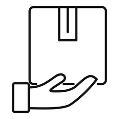 Poster - Take parcel home delivery icon, outline style