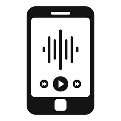 Poster - podcast phone playing icon, simple style