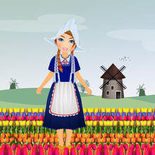 Illustration Of Traditional Dutch Woman Costume