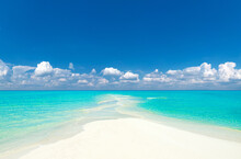 Tropical Maldives Island With White Sandy Beach And Sea