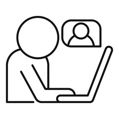 Sticker - Laptop video call icon, outline style