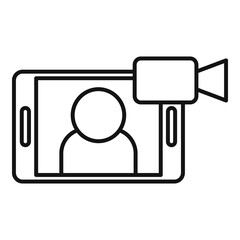 Poster - phone video call icon, outline style
