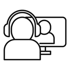Poster - pc video call icon, outline style