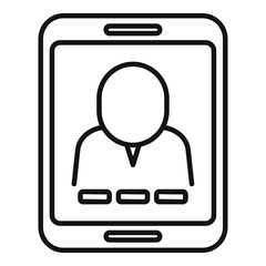 Poster - tablet video call icon, outline style