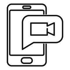 Poster - app video call icon, outline style