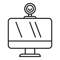 Sticker - Web camera video call icon, outline style