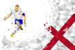 soccer football player low-poly style concept with England Flag white and red color gradient vector illustration	