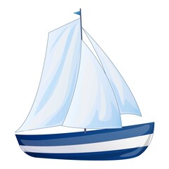 Canvas Print - Sea yacht icon, cartoon style