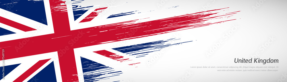 Abstract happy national day of United Kingdom with creative watercolor national brush flag background - obrazy, fototapety, plakaty 