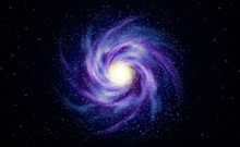 Spiral Galaxy On Cosmic Background. The Universe Stars, Nebula. Vector Illustration For Your Artwork.