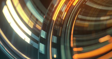 Poster - Simple geometric forms.  rectangular shapes and lines along a circular disc. 3D rendering