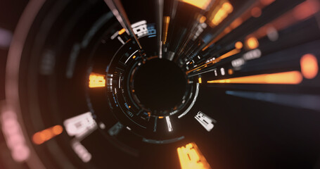 Poster - circular abstract iris. big data visualization. science, technology background. 3d rendering