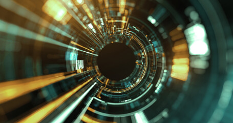 Poster - dynamic wave, circle, searching process. big data visualization. science, technology background.