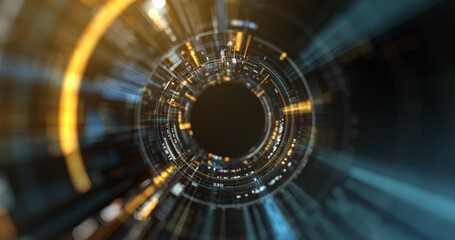 Poster - circular abstract iris, high tech background. digital data flow. dynamic wave, circle, searching pro