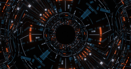 Poster - crypto currency digital encryption locks flowing in a circular pattern. connected currency.