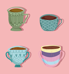 Canvas Print - coffee cups set