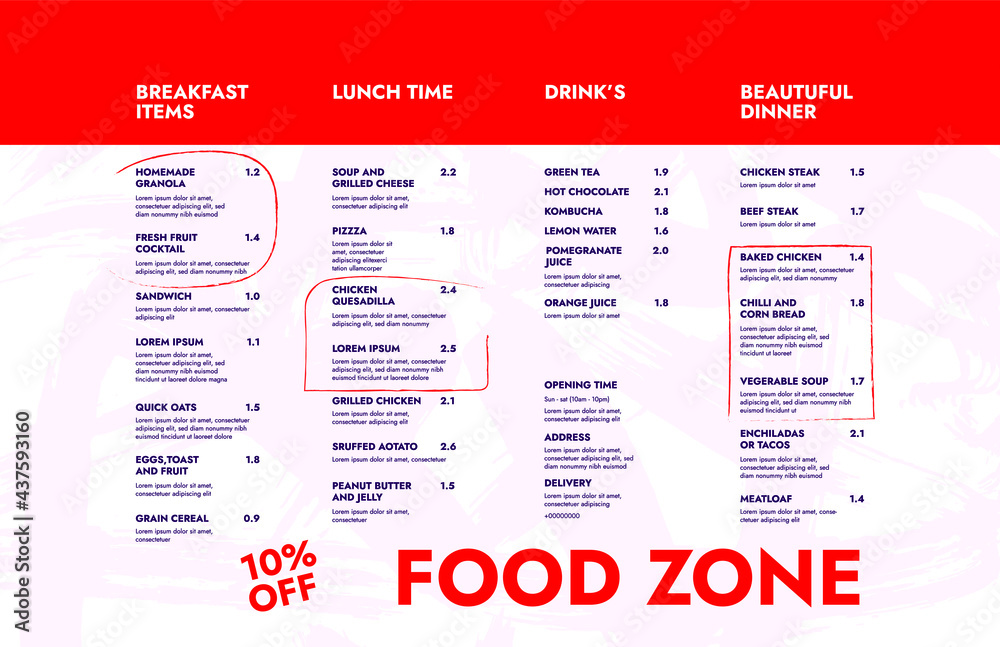 Restaurant cafe menu, template design. One page food menu template ...