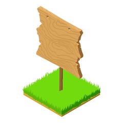 Poster - Wood roadsign icon. Isometric illustration of wood roadsign vector icon for web