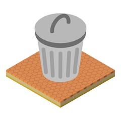 Poster - Metal trashcan icon. Isometric illustration of metal trashcan vector icon for web