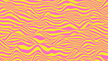 Abstract Waves Background In Pink And Yellow Colors. Striped Surface With Wavy Distortion Effect, Vector Illustration.