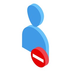 Poster - Delete user male icon. Isometric of Delete user male vector icon for web design isolated on white background