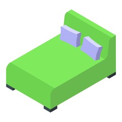 Poster - Green bedroom icon. Isometric of Green bedroom vector icon for web design isolated on white background