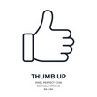 Thumb up editable stroke outline icon isolated on white background flat vector illustration. Pixel perfect. 64 x 64.