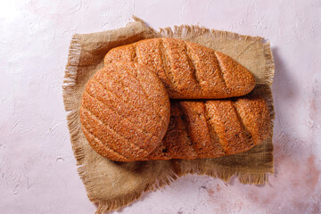 Fresh whole grain brown breads.