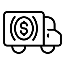 Bank Reserves Truck Icon. Outline Bank Reserves Truck Vector Icon For Web Design Isolated On White Background
