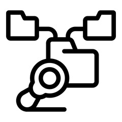 Poster - Search folder funnel icon. Outline Search folder funnel vector icon for web design isolated on white background