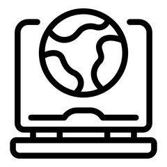 Poster - Laptop global internet icon. Outline Laptop global internet vector icon for web design isolated on white background