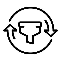 Poster - Filter search change icon. Outline Filter search change vector icon for web design isolated on white background