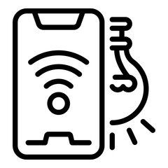 Poster - Smartphone control smart lightbulb icon. Outline Smartphone control smart lightbulb vector icon for web design isolated on white background
