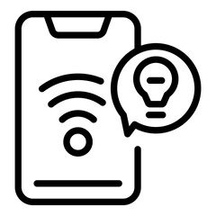 Poster - Smartphone remote smart lightbulb icon. Outline Smartphone remote smart lightbulb vector icon for web design isolated on white background