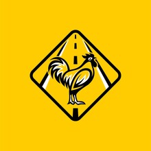 Rooster Vector With Road Symbol