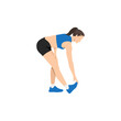 Woman doing Active hamstring stretch exercise. Flat vector illustration isolated on white background