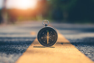 Wall Mural - The compass of a traveler who is traveling.