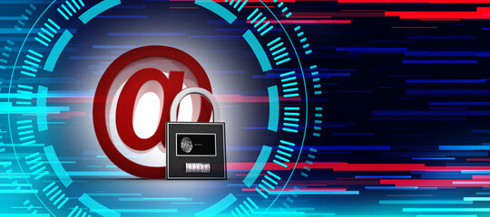 Sticker - 3d rendering E-mail symbol with lock. Internet security concept
