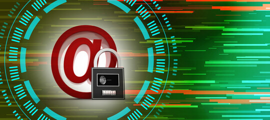Poster - 3d rendering E-mail symbol with lock. Internet security concept
