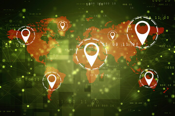 Poster - 2d rendering Red map pointer
