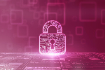 Poster - 2d illustration Safety concept: Closed Padlock on digital background