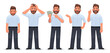 © tynyuk - Businessman character set. Guy in different actions. The man is tired, he is in shock, holds money in his hands, says