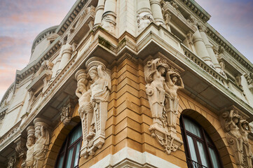 Wall Mural - View of the figurative sculptures on the Teatro Arriaga, Bilbao, Spain