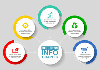 Leinwandbilder - Flat design business infographic template for presentation, diagram, webinar. Industry concept vector illustration in eps 10